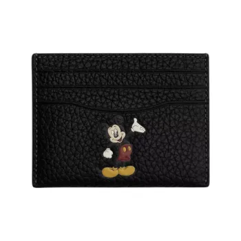 COACH Disney/Disney Card Case Pebble Leather Card Slot Card Holder Men's Black