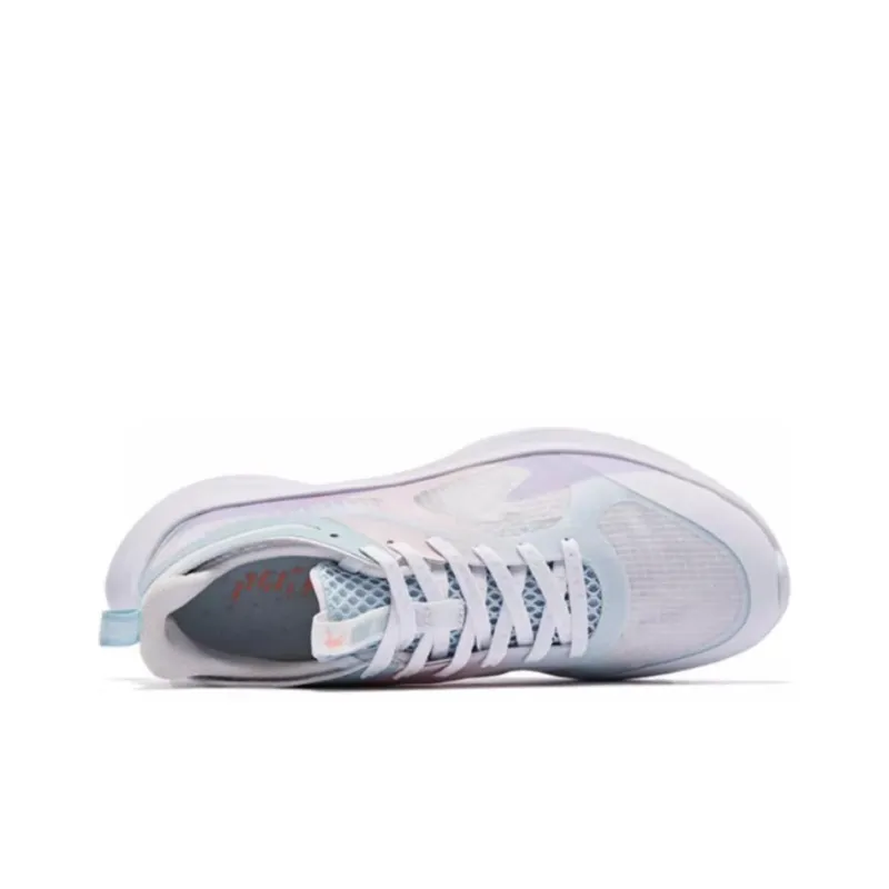 QIAODAN Light Speed 1.0 Shock Absorbers With Slip Resistant Features Low Top Running Shoes Women's White Blue-3