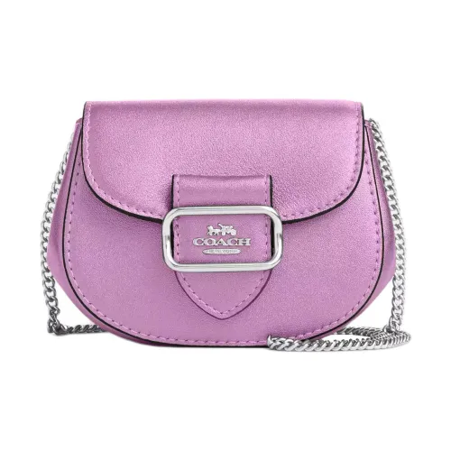 COACH Morgan Leather Card Holder Saddle Bag Shoulder Bag Crossbody Bag Mini Women's Metal Lilac
