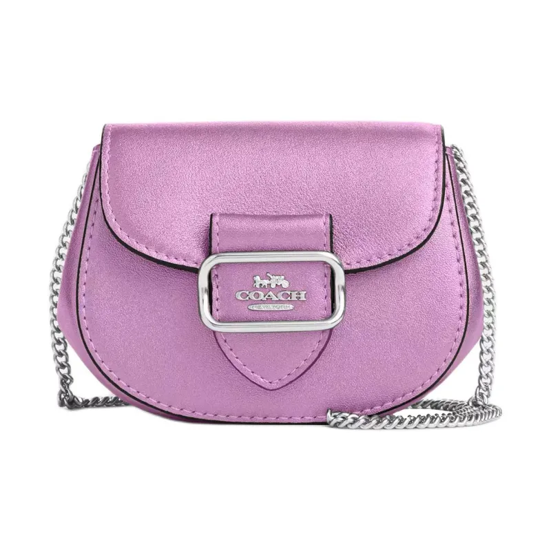 COACH Morgan Leather Card Holder Saddle Bag Shoulder Bag Crossbody Bag Mini Women's Metal Lilac-0