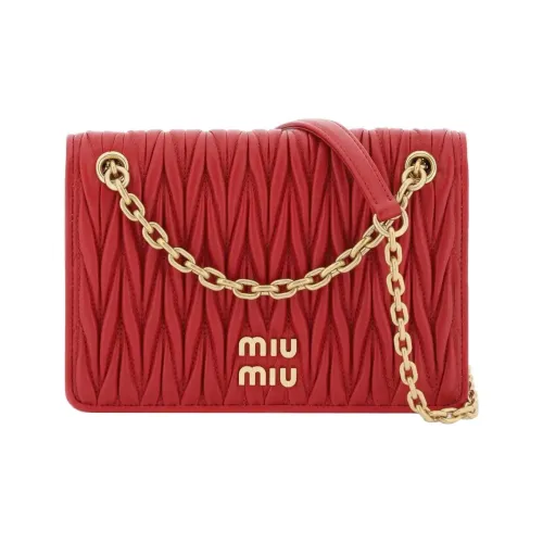 MIU MIU Matelassé Soft Sheep Leather Crossbody Bag Shoulder Bag Women's Red
