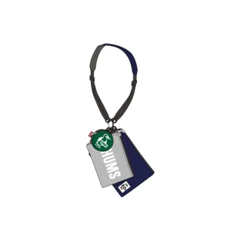 CHUMS Cotton One Shoulder Crossbody Card Holder Coin Purse Unisex Gray & Marine Blue