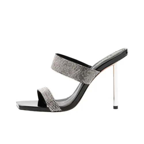 Schutz 120mm Crystal-embellished Leather Mules