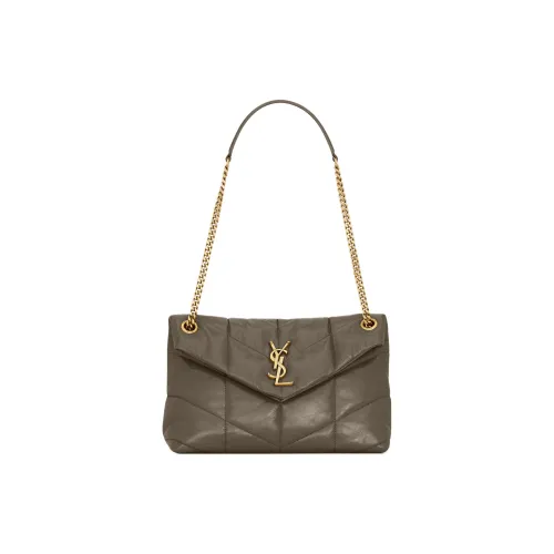 SAINT LAURENT PUFFER Cow Leather Envelope Bag Crossbody Bag Shoulder Bag Small Size Women's Light Musk Brown