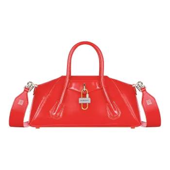 GIVENCHY Antigona Silk Blended With Lambskin Shoulder Bag Crossbody Bag Handbag Mini Women's Red