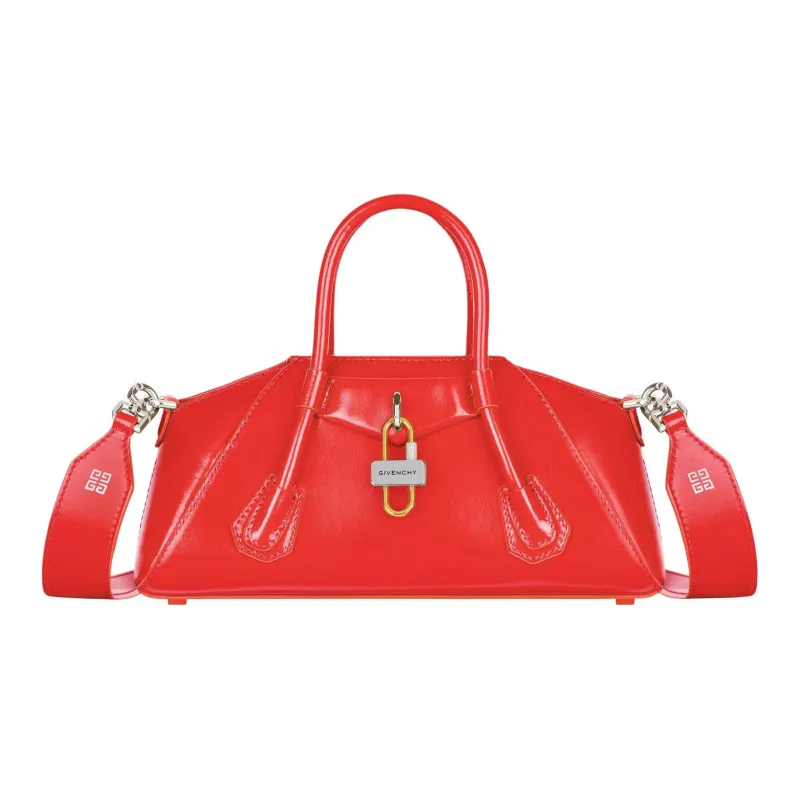 GIVENCHY Antigona Silk Blended With Lambskin Shoulder Bag Crossbody Bag Handbag Mini Women's Red-0