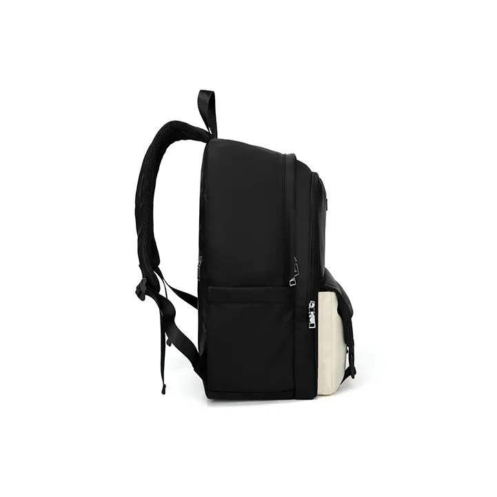MAKEUP KITTEN Nylon Backpack Large Size Unisex Black/Khaki-4