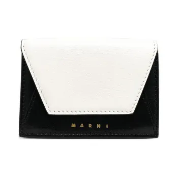 MARNI Leather Wallet Women's White & Black