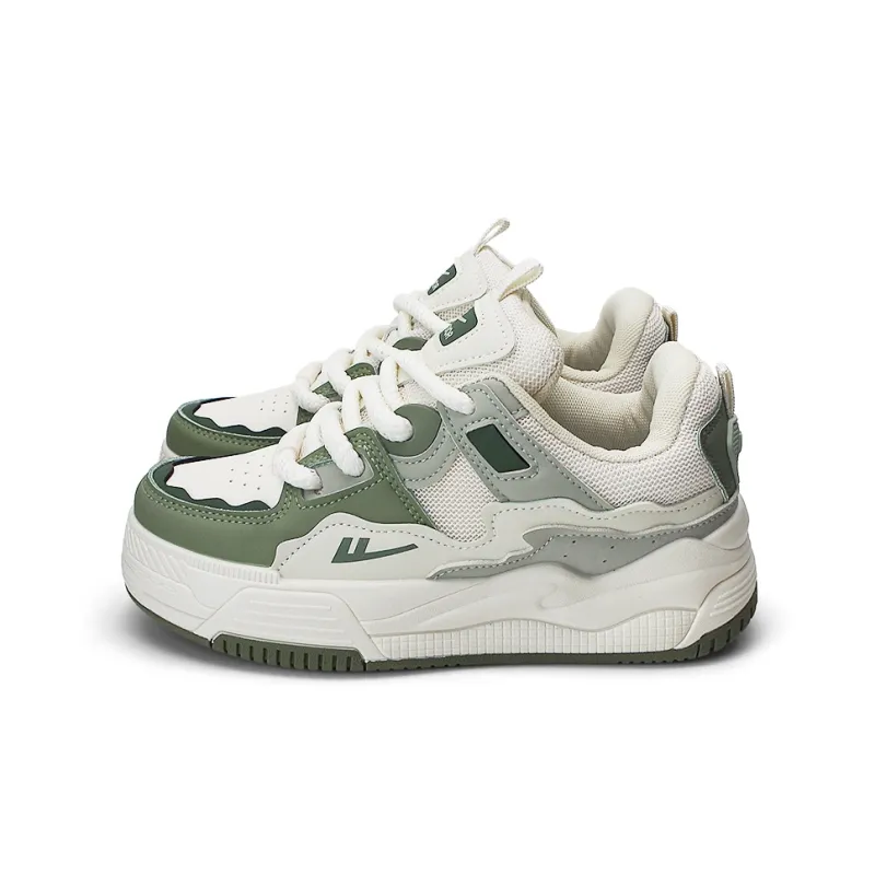 Warrior Sports Casual Shoes Abrasion Resistant Height Increasing Thermal Low Top Skateboard Shoes Women's Beige Green-1
