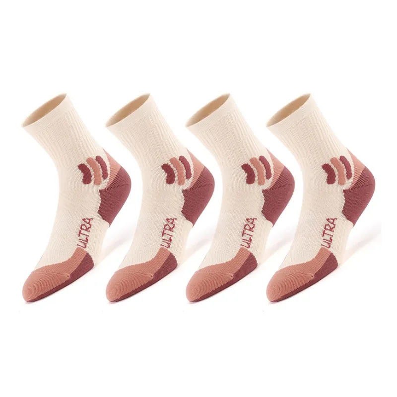 MUSCLESWING Mid Calf Socks Unisex 4 Pack Beige-0