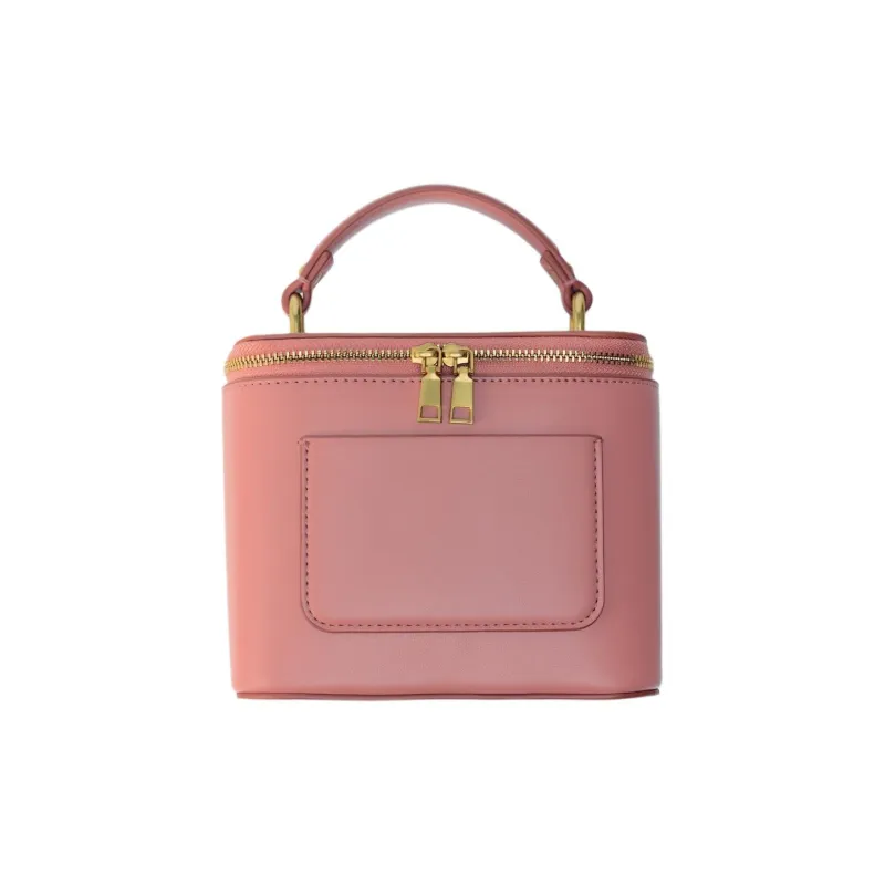 ZARA Polyurethane Box Bag Shoulder Bag Crossbody Bag Small Size Women's Peach Pink-0