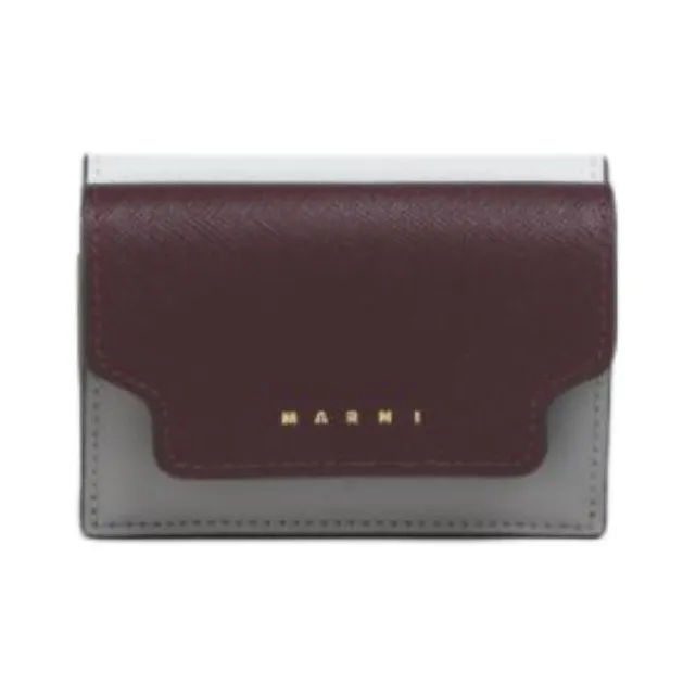 MARNI Leather Wallet Mini Unisex Dark Red Dolphin With Natural White-1