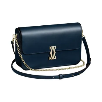 CARTIER C De Cartier Collection Calfskin Handbag Shoulder Bag Crossbody Bag Small Size Women's Midnight Blue