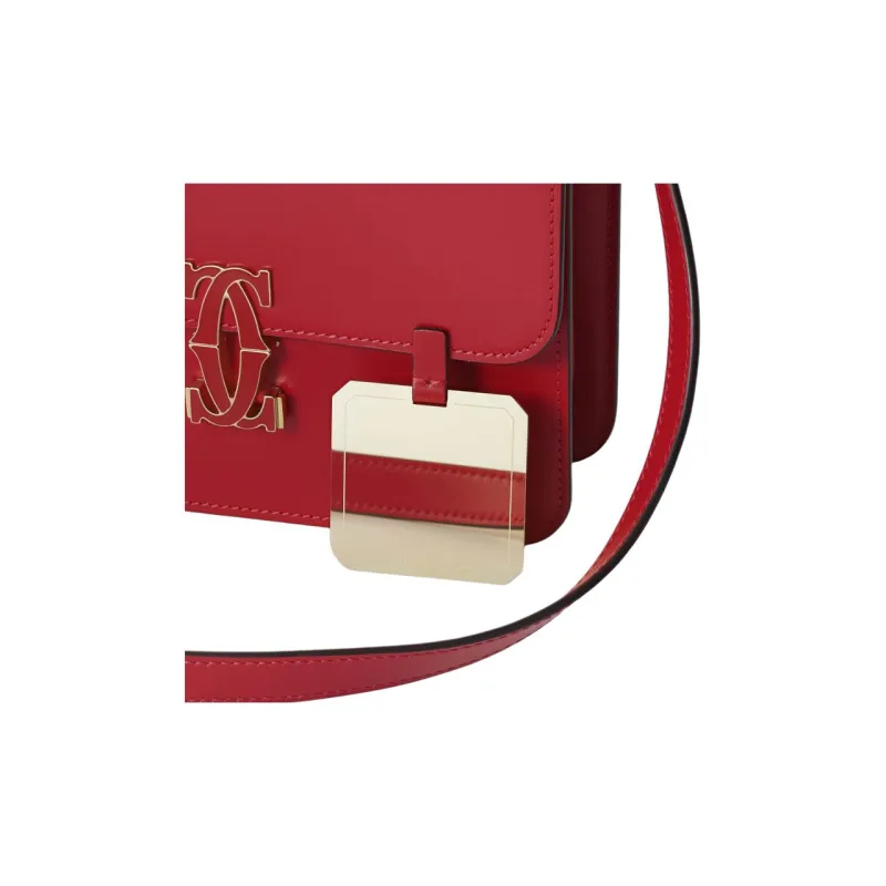 CARTIER C De Cartier Collection Calfskin Shoulder Bag Crossbody Bag Mini Women's Red-3