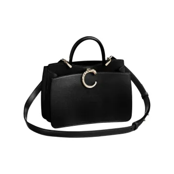CARTIER PANTHÈRE Calfskin Shoulder Bag Crossbody Bag Mini Women's Black