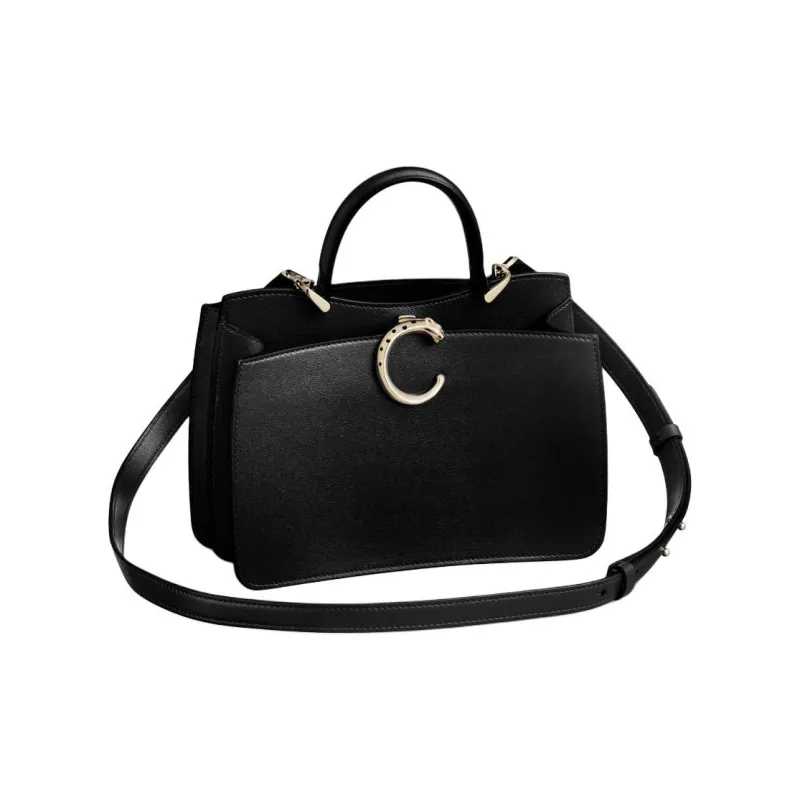 CARTIER PANTHÈRE Calfskin Shoulder Bag Crossbody Bag Mini Women's Black-0