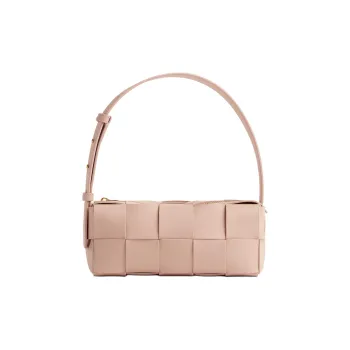 Bottega Veneta Brick CassetteIntrecciato Sheepskin Portable Crossbody Bag Shoulder Bag Women's Lotus Blossom Pink