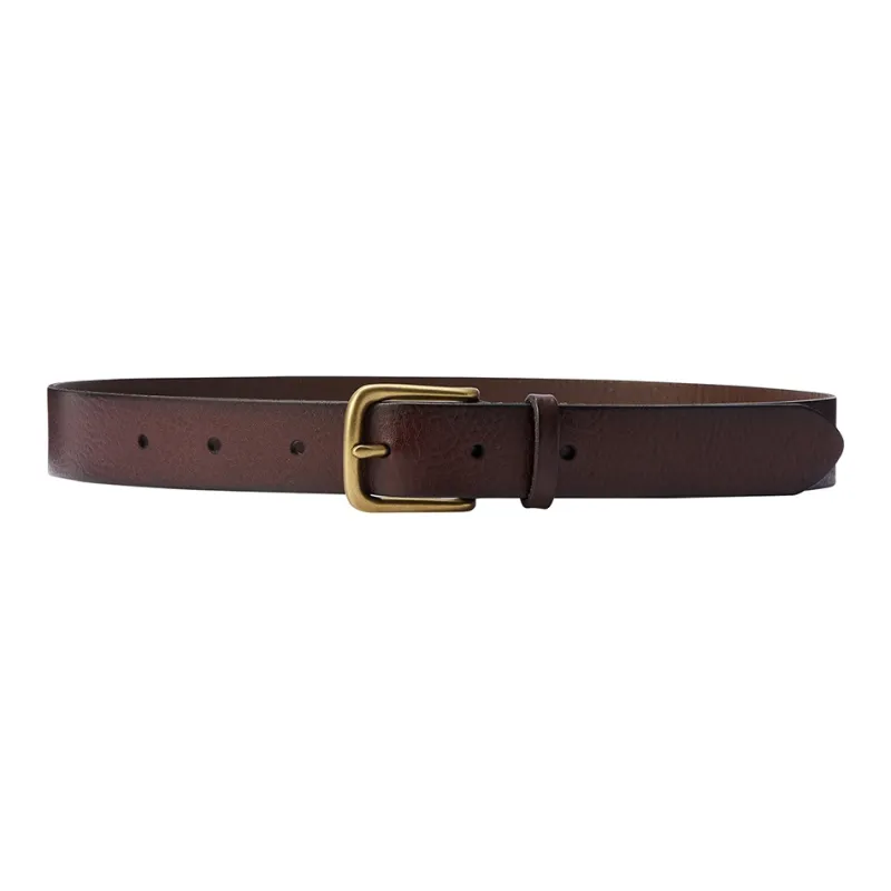 UNIQLO Solid Color Decoration Pin Buckle Cow Leather Leather Belts Women's Brown/Black Width: 3CM-0