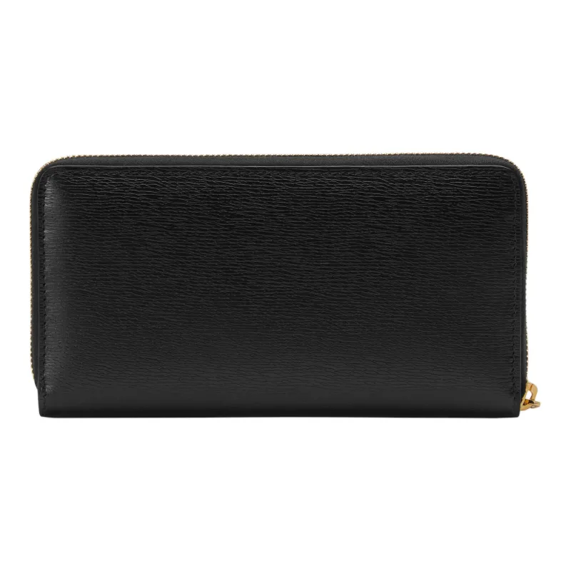 GUCCI Leather Wallet Women's Black-2