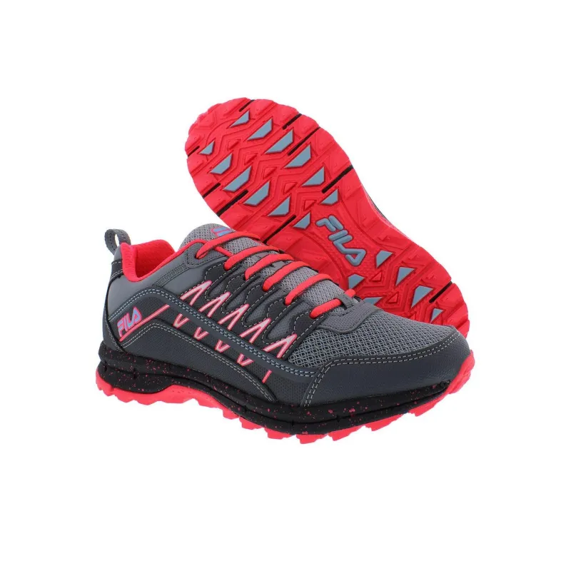 FILA Abrasion Resistant Breathable Low Top Casual Running Shoes Women's Black Red-4