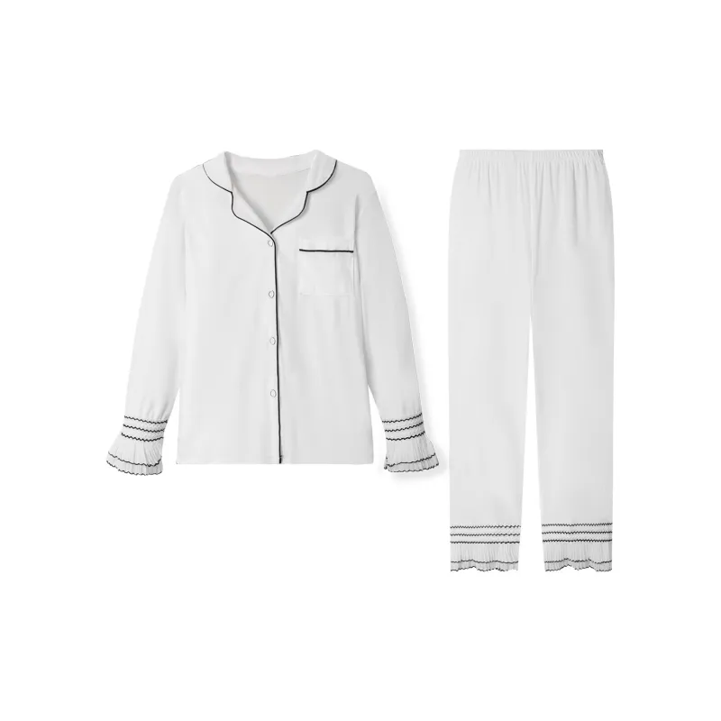 Flowers In Water Home Suit Women's White Black-0