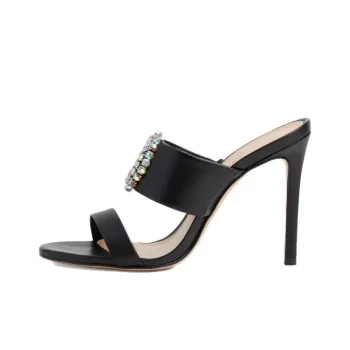 Schutz Crystal-embellished Leather Mules