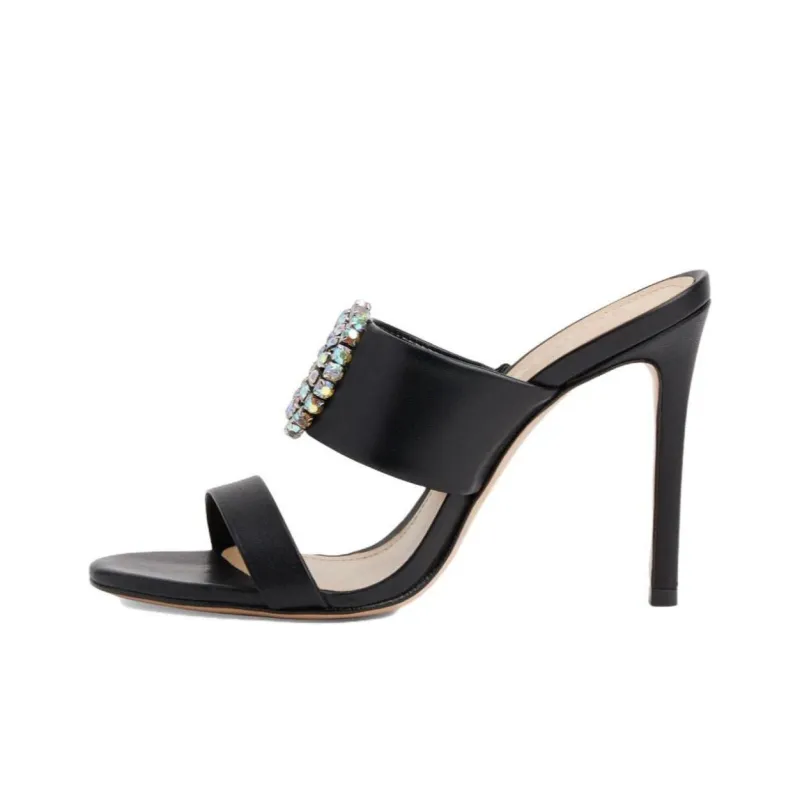 Schutz Crystal-embellished Leather Mules-0