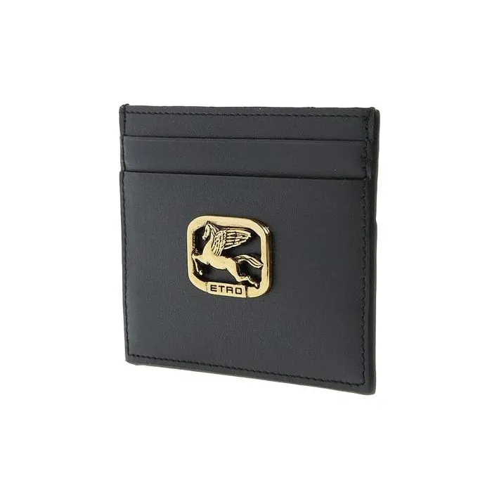 ETRO Cow Leather Card Holder Unisex Black-1