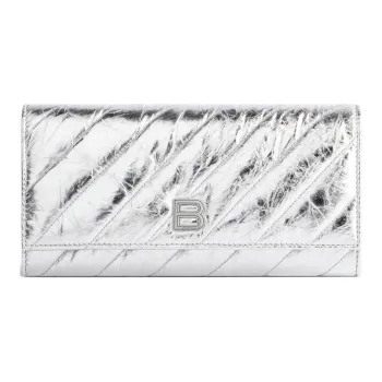 Balenciaga CRUSH Calfskin Shoulder Bag, Crossbody Bag, Wallet Women's Silver