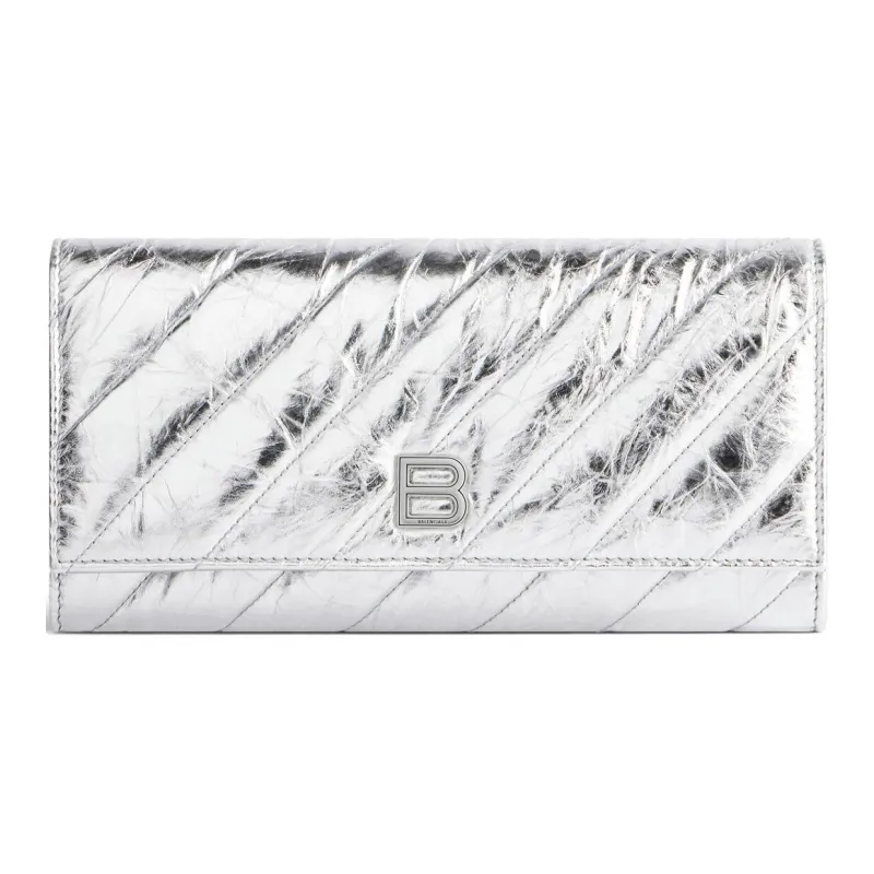 Balenciaga CRUSH Calfskin Shoulder Bag, Crossbody Bag, Wallet Women's Silver-0