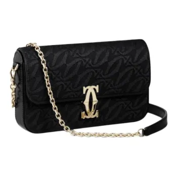 CARTIER C De Cartier Collection Calfskin Crossbody Bag Shoulder Bag Mini Women's Black