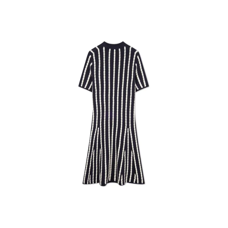 Tommy Hilfiger Short Sleeved Dress Women's Black White Stripes-1