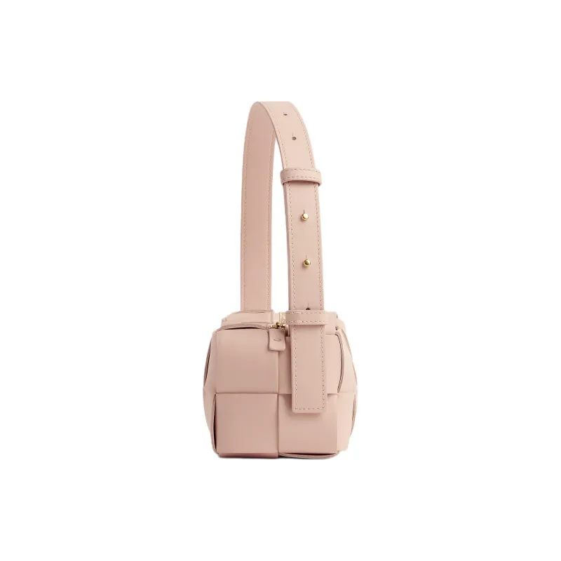 Bottega Veneta Brick CassetteIntrecciato Sheepskin Portable Crossbody Bag Shoulder Bag Women's Lotus Blossom Pink-1