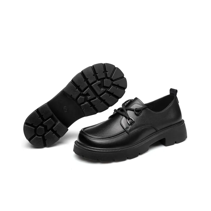 Strongman 3515 Women's Genuine Leather Unlined Shoes Black Small Leather Shoes Women's-5