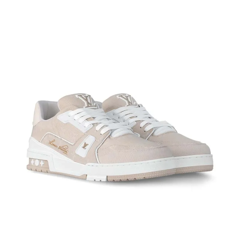 LOUIS VUITTON Trainer Low Top Skateboard Shoes Unisex Beige-2