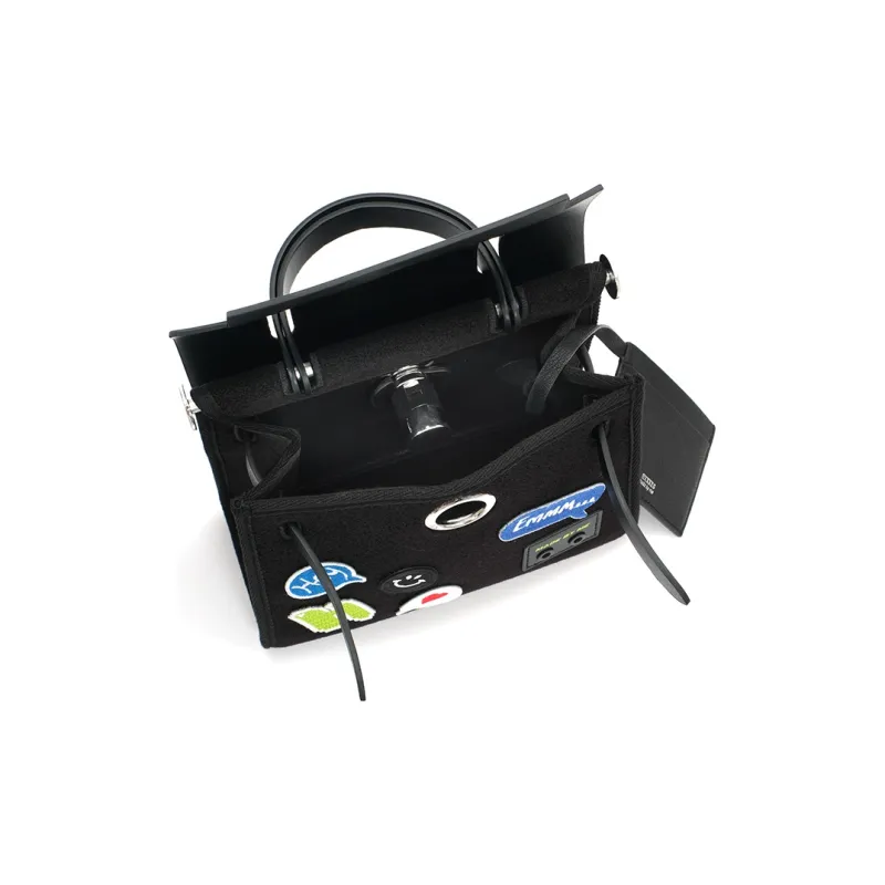 HXXXXS Cow Leather Handbag, Crossbody Bag Trumpets Women's Black-11