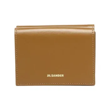 JIL SANDER Leather Card Holder, Wallet Unisex Brown