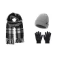 Black Scarf+Gray Hats & Caps+Gloves
