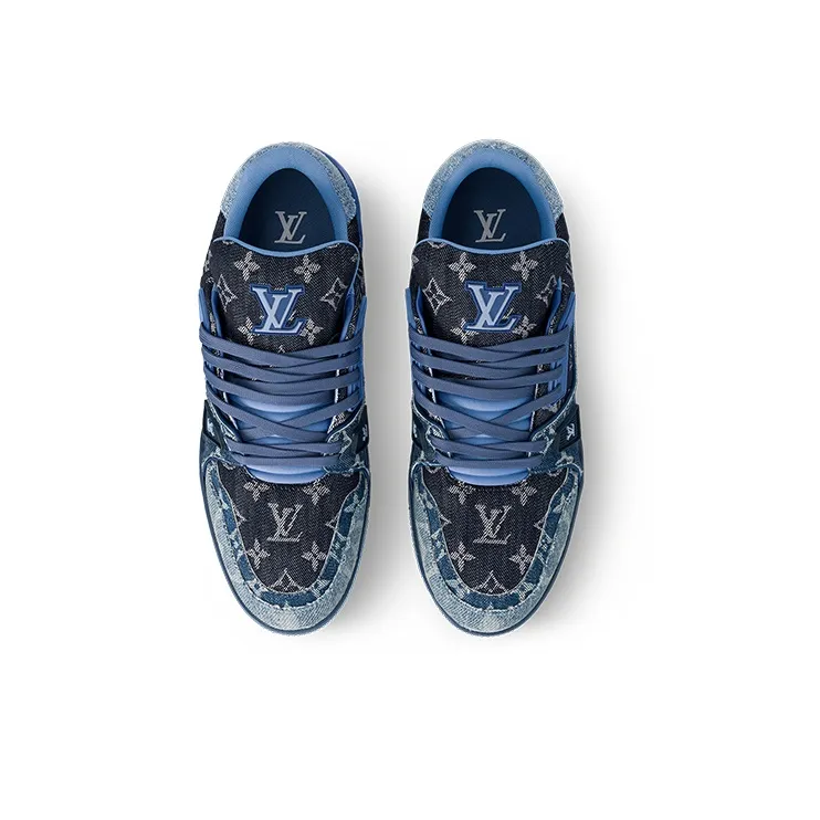 LOUIS VUITTON Trainer Low Top Skateboard Shoes Unisex Blue-2