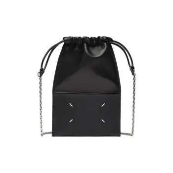 Maison Margiela Calfskin One Shoulder Crossbody Cell Phone Pouch Unisex Black