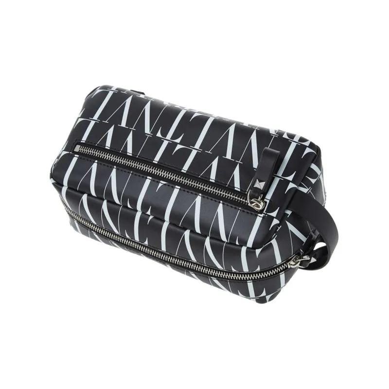 Valentino Cow Leather Clutch Men's Black & White-3