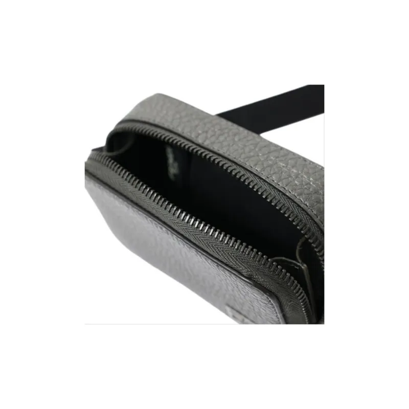 FENDI Calfskin Handbag Shoulder Bag Crossbody Bag Mini Unisex Graphite Gray-4