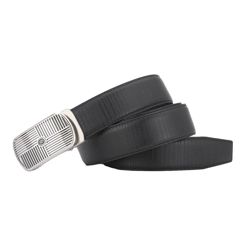 Chrisdien Deny Automatic Buckle Business Classic Suit Top Grain Cow Leather Belt Men's Black Width  3.5cm-1