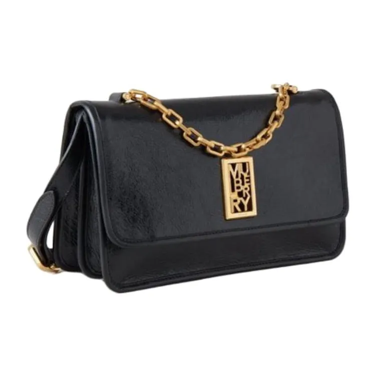 Mulberry Cow Leather One Shoulder Handbags Women's Black-1