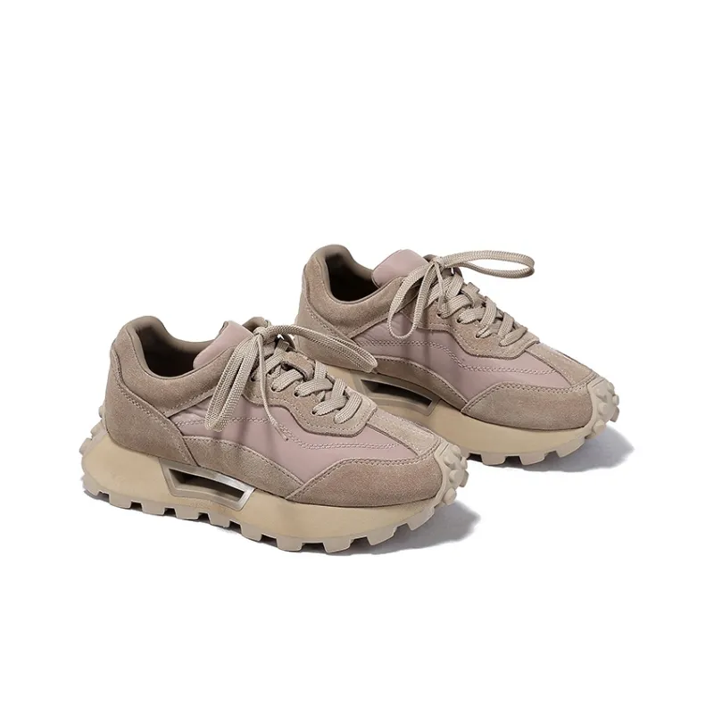 BELLALILY Wear-Resistant Height Increasing Low-Top Chunky Sneakers Women's-9