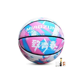MIAOZUNG Microfiber Leather Basketball Pink Blue Size 7 Training Match