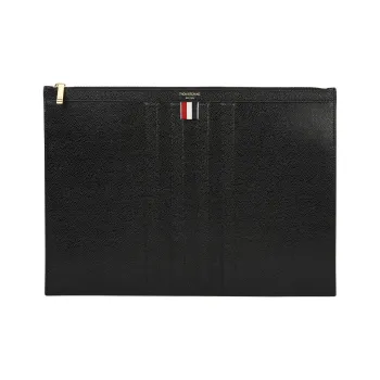 THOM BROWNE· Cow Leather Document Bag Clutch Medium Size Men's Black
