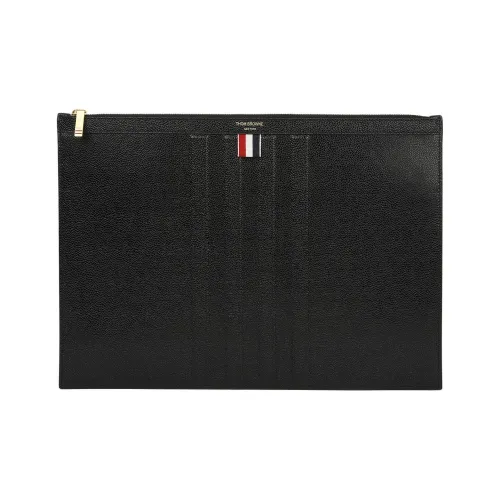 THOM BROWNE· Cow Leather Document Bag Clutch Medium Size Men's Black