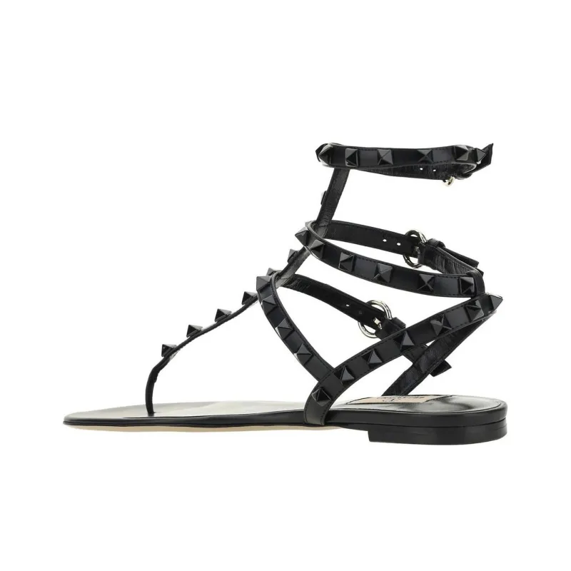 Valentino Rockstud Roman Sandals Women's Black-3