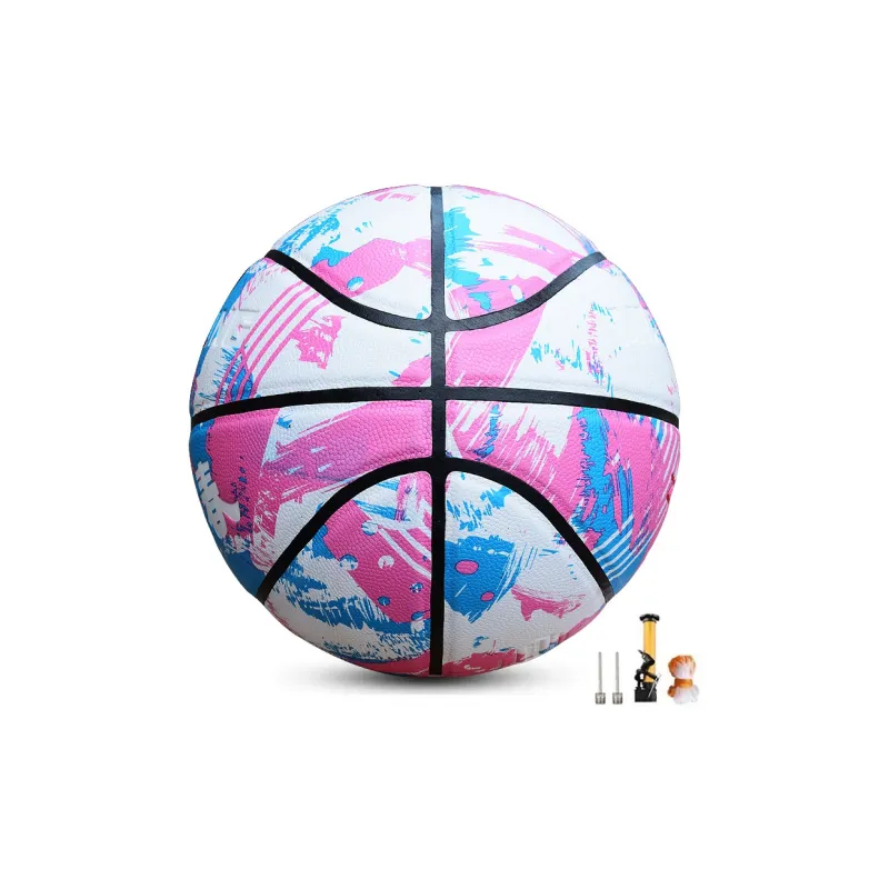 MIAOZUNG Microfiber Leather Basketball Pink Blue Size 7 Training Match-3
